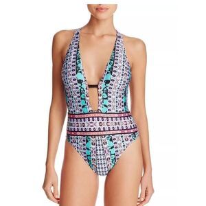 Nanette Lepore Kimono Patchwork One Piece Swimsuit
